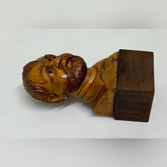 Vintage Hand Carved Wooden Spanish Sancho Panza Don Quixote Bust Statue - Picture 8 of 16